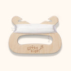 Kite wooden handle made from certified timber. With logo