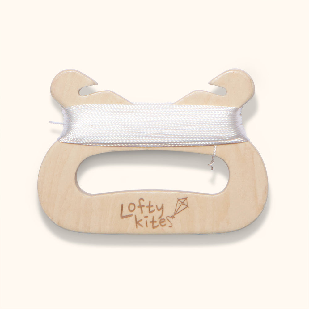 Kite wooden handle made from certified timber. With logo